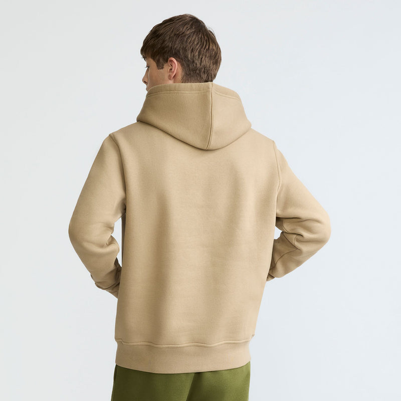Champion Powerblend Hoodie, Tonal Script Logo in Sand Pepper Khaki