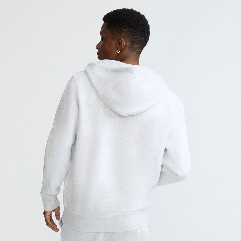 Champion Powerblend Full-Zip Hoodie, C Logo in Platinum Silver Heather