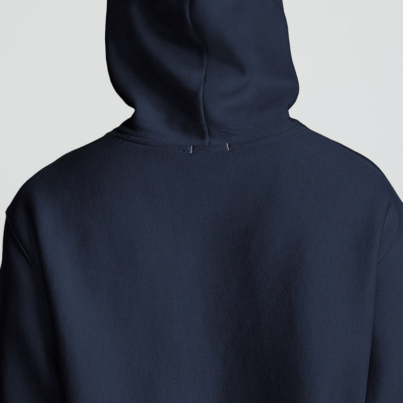 Champion Reverse Weave Hoodie, C Logo in Deep Navy