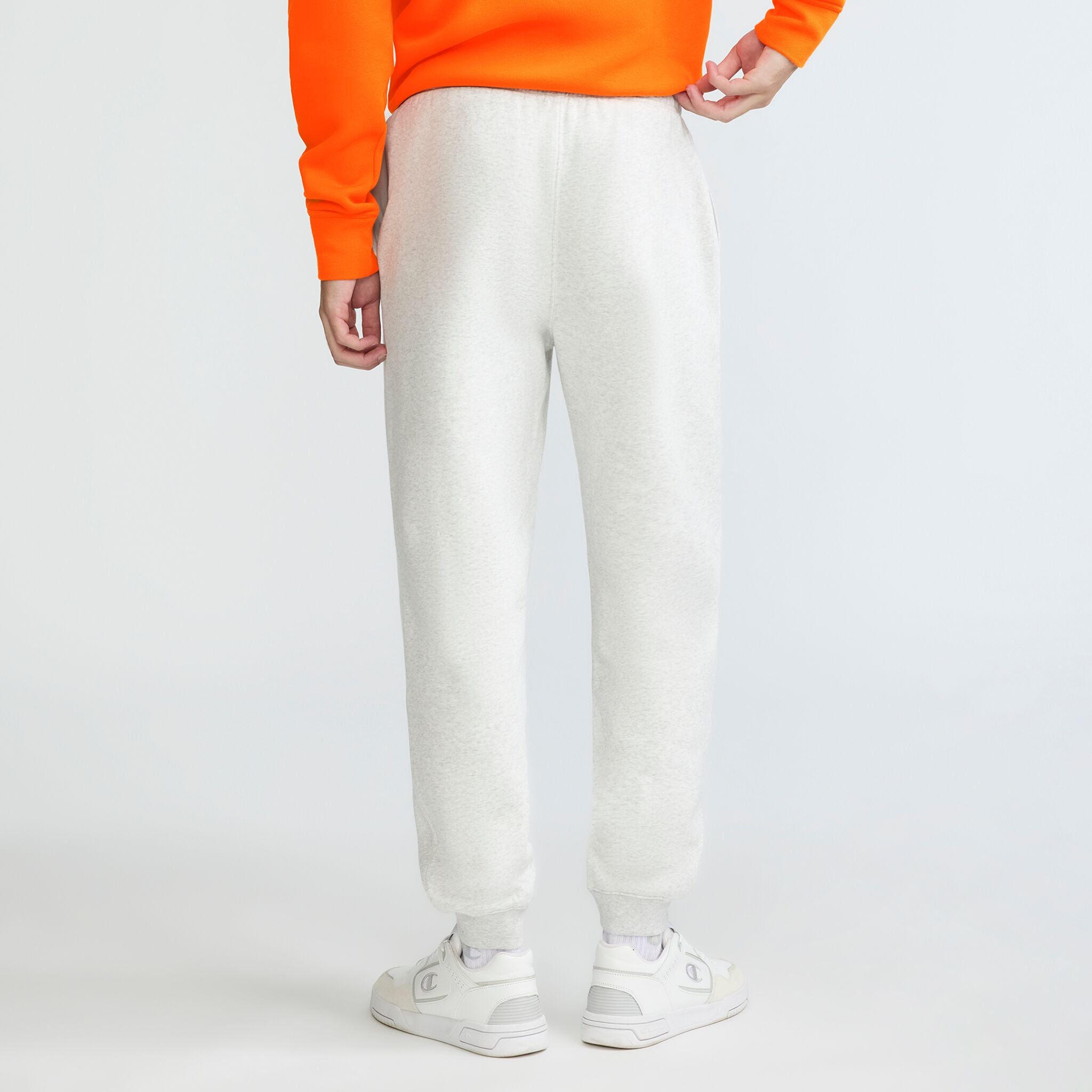 Champion Powerblend Joggers, C Logo in Platinum Silver Heather