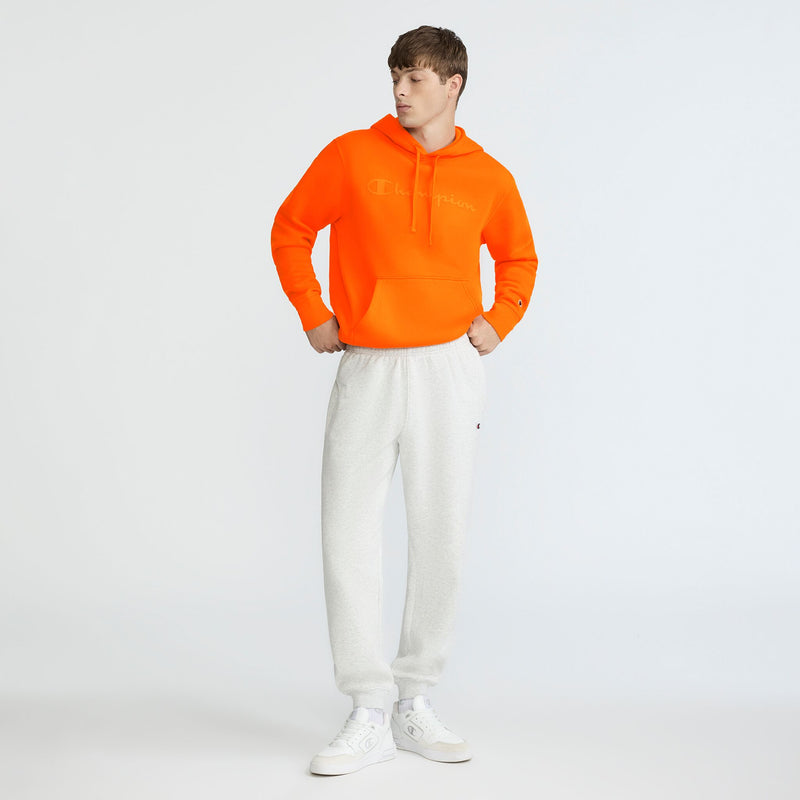 Champion Powerblend Joggers, C Logo in Platinum Silver Heather