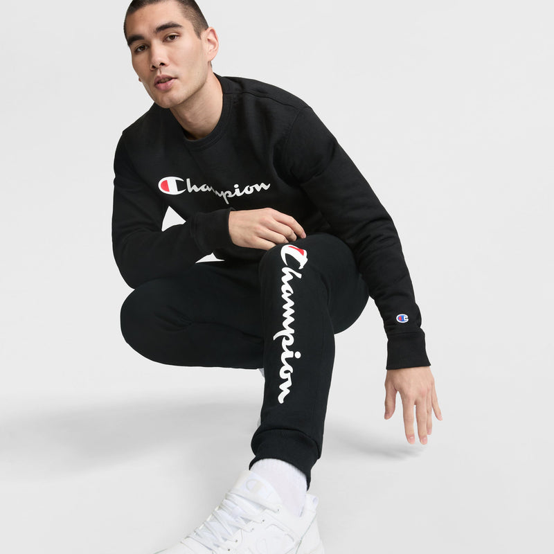 Champion Powerblend Joggers, Script Logo in Black