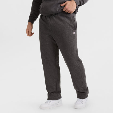 Champion Powerblend Sweatpants, Open Hem, C Logo - Big & Tall in Granite Heather