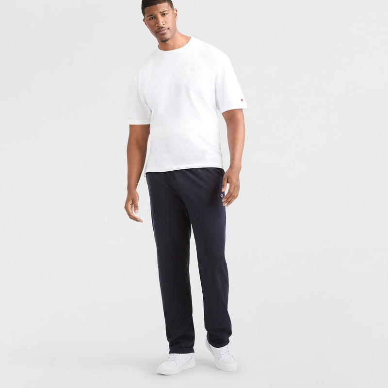 Champion Lightweight Lounge Pants, Open Hem, C Logo - Big & Tall in Navy