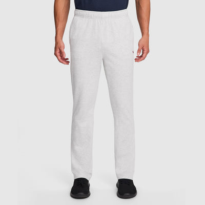 Champion Lightweight Lounge Pants, Open Hem, C Logo in Platinum Silver Heather
