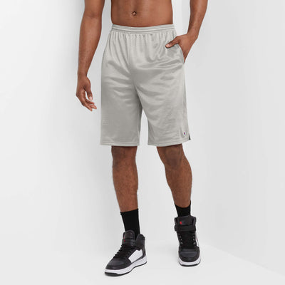 Champion Classic Mesh Gym Shorts, C Logo - Big & Tall in Athletic Gray