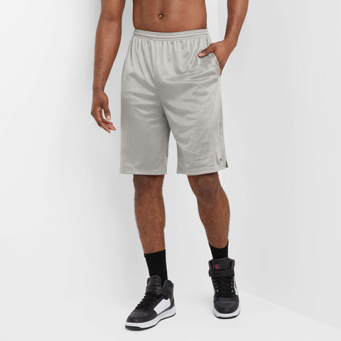 Champion Classic Mesh Gym Shorts, C Logo - Big & Tall in Athletic Gray