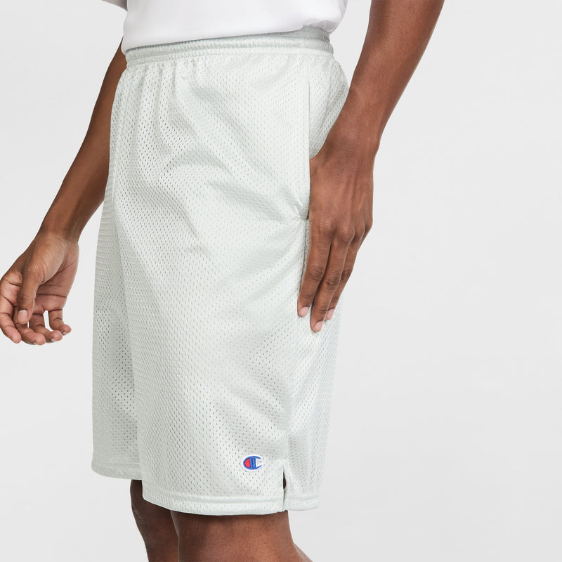 Champion 9" Classic Mesh Shorts, C Logo in Athletic Gray