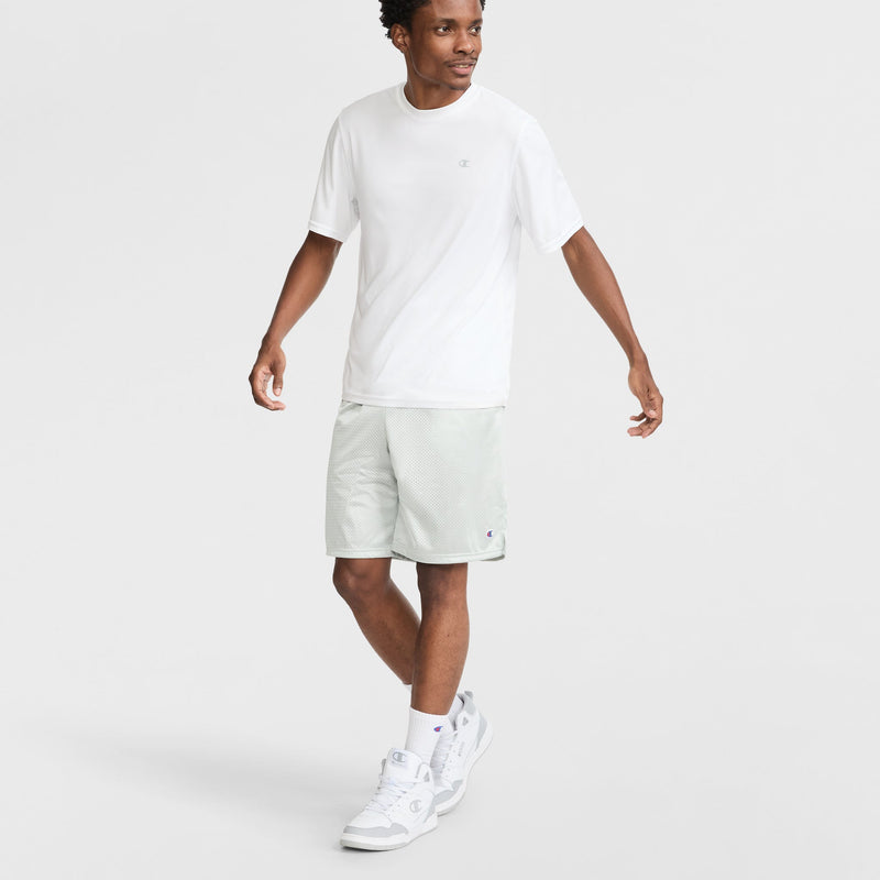 Champion 9" Classic Mesh Shorts, C Logo in Athletic Gray