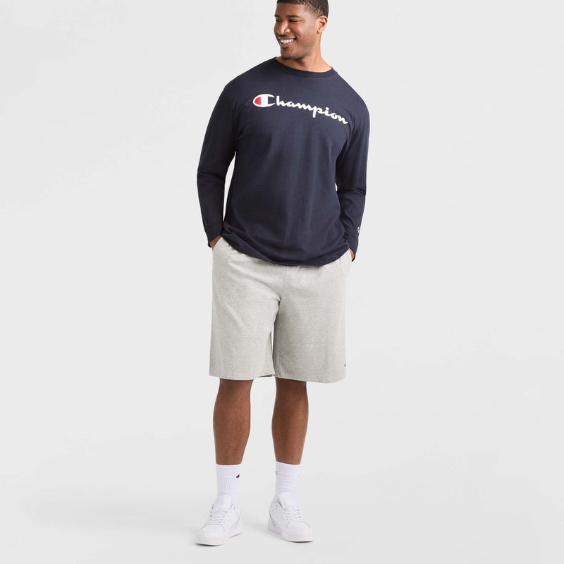 Champion Lightweight Lounge Shorts, C Patch Logo - Big & Tall in New Manhattan Mist Heather