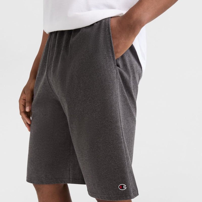 Champion Lightweight Lounge Shorts, C Patch Logo - Big & Tall in Granite Heather