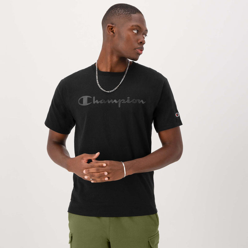 Champion Classic Graphic T-Shirt, Tonal Script Logo in Black