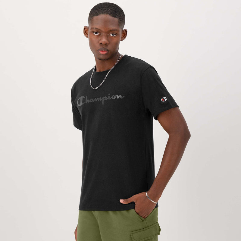 Champion Classic Graphic T-Shirt, Tonal Script Logo in Black