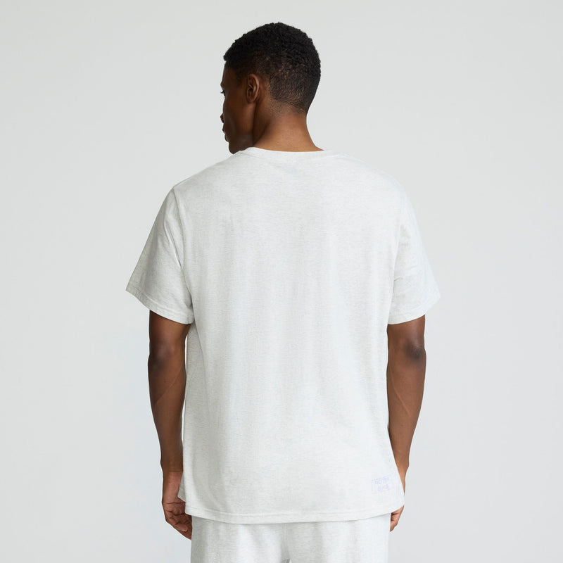 Champion Classic Graphic T-Shirt, Script Logo in Platinum Silver Heather