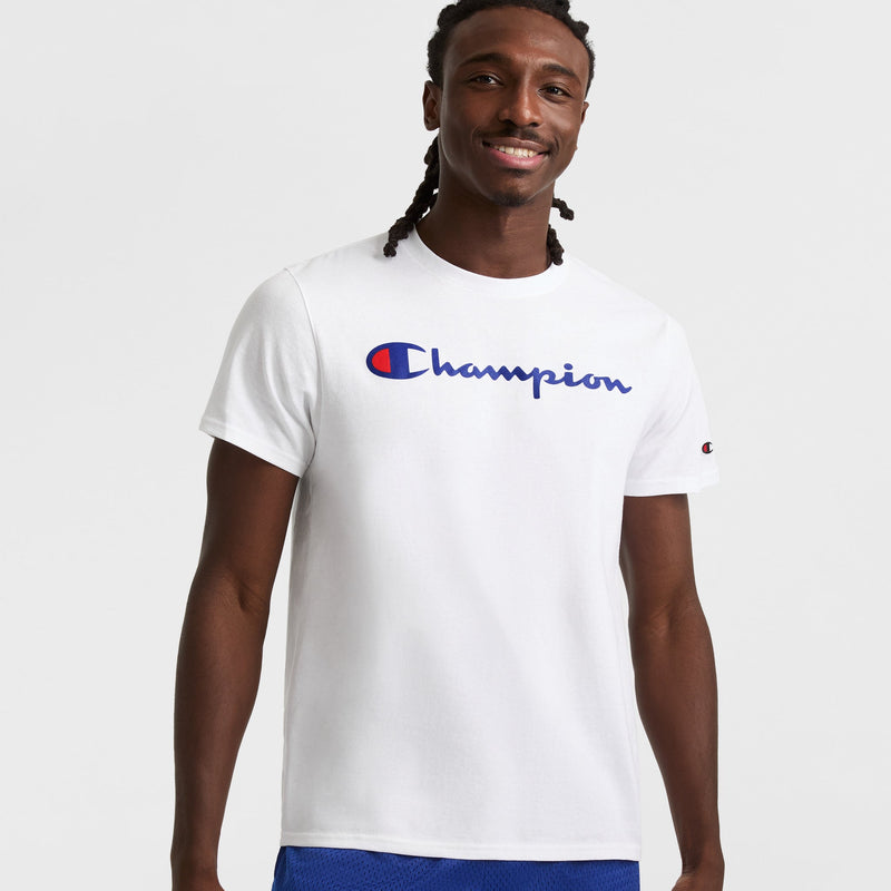 Champion Classic Graphic T-Shirt, Script Logo in White