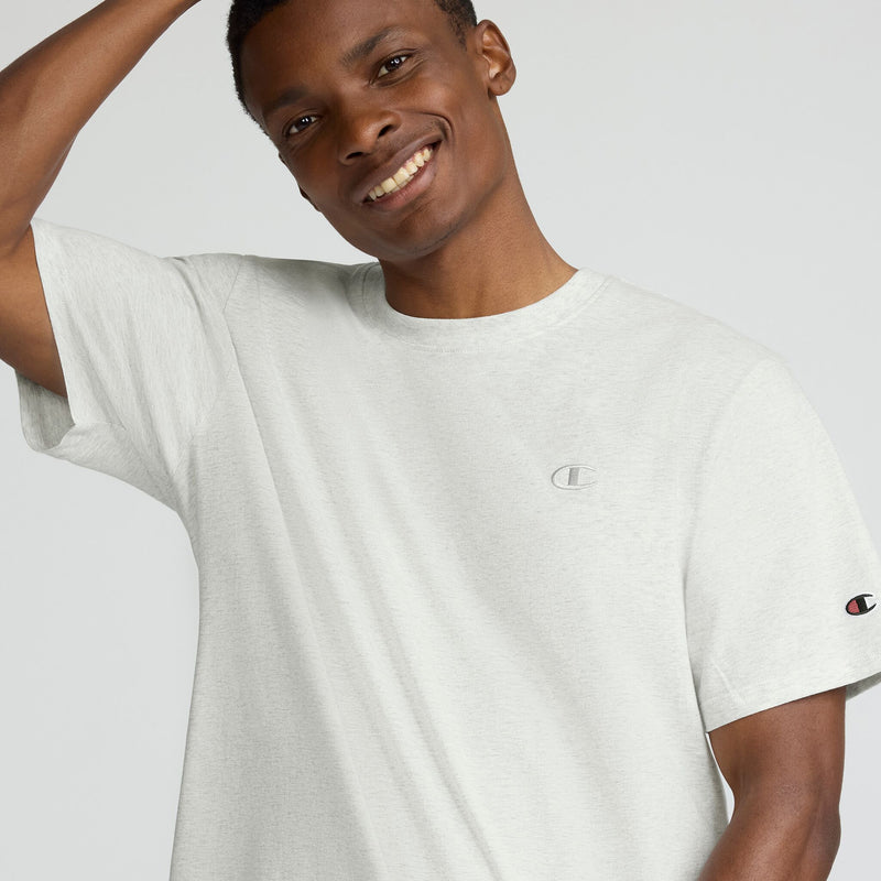 Champion Classic T-Shirt, C Logo in Platinum Silver Heather