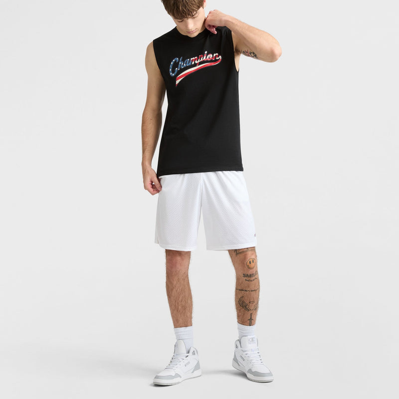 Classic Graphic Muscle Tank, USA Flag Script