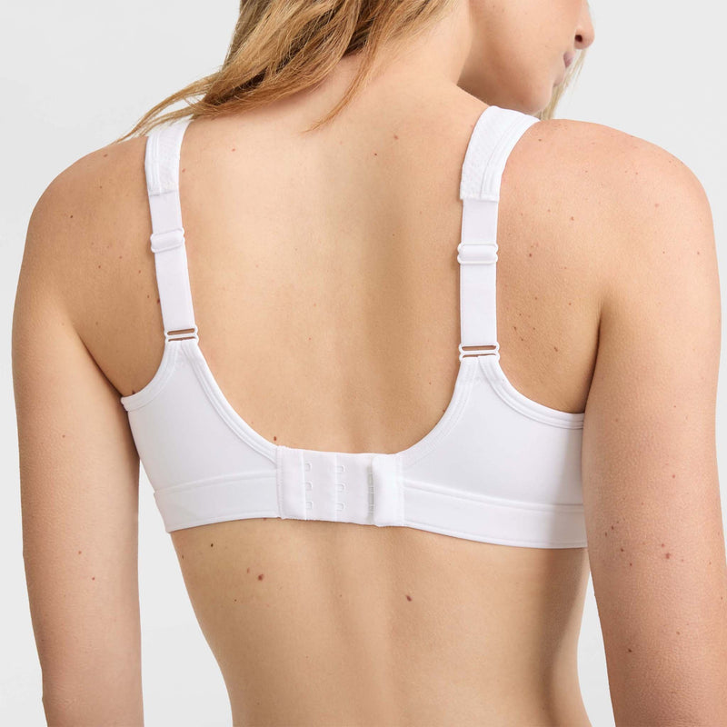 Champion Spot Comfort High-Impact Sports Bra, C Logo in White