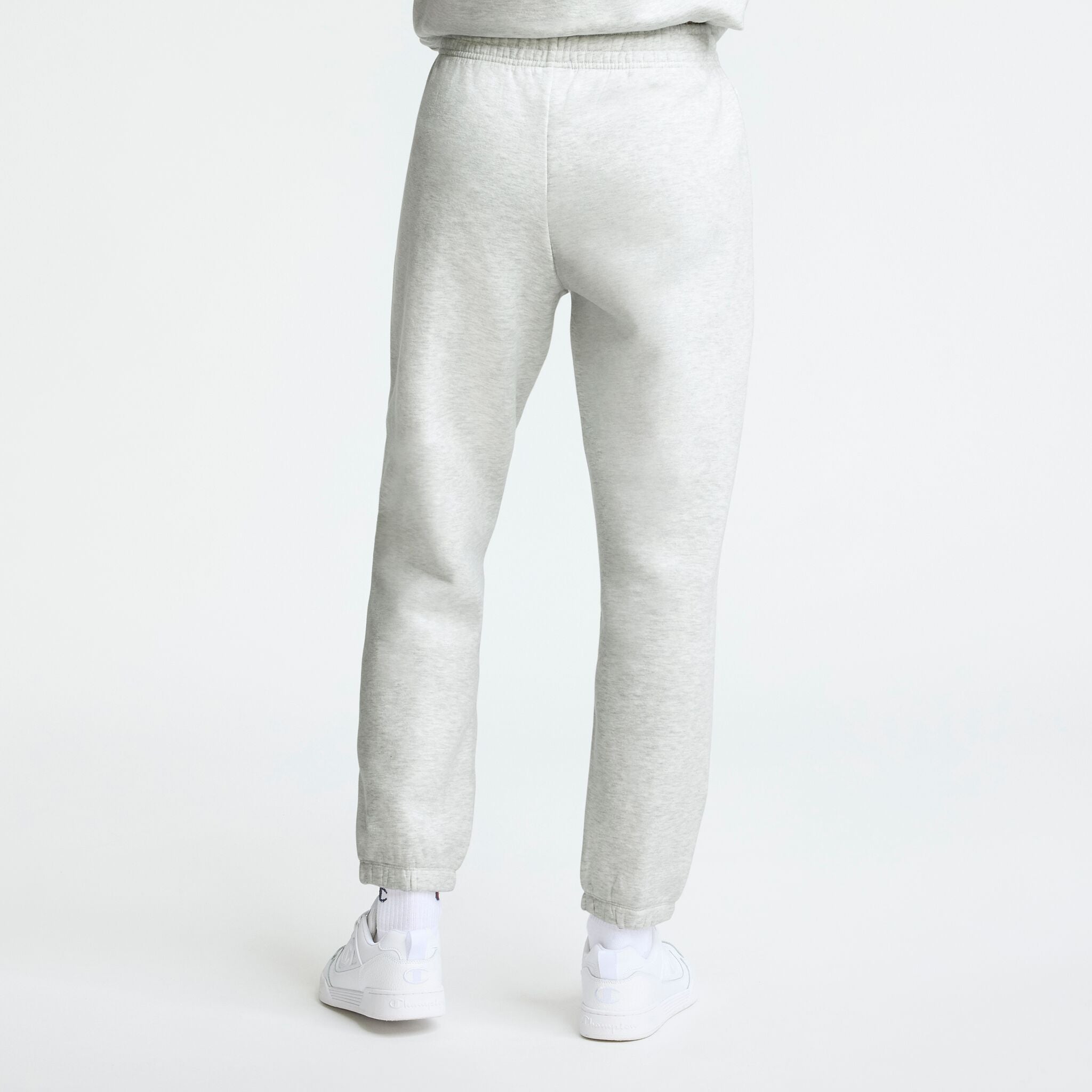 Champion Powerblend Oversized Sweatpants, C Logo in Platinum Silver Heather