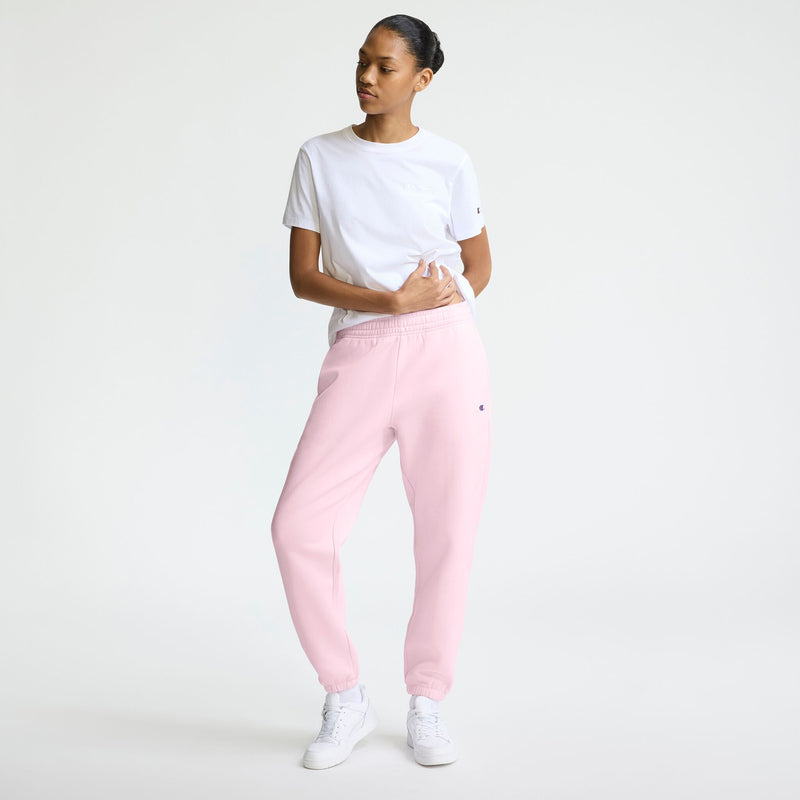 Champion Powerblend Oversized Sweatpants, C Logo in Sweet Dreams