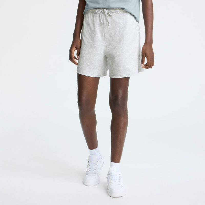 Champion 5" Lightweight Lounge Shorts, C Logo in Platinum Silver Heather