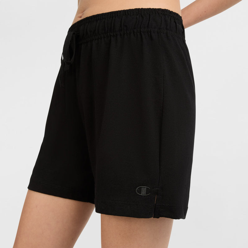 Champion 5" Lightweight Lounge Shorts, C Logo in Black