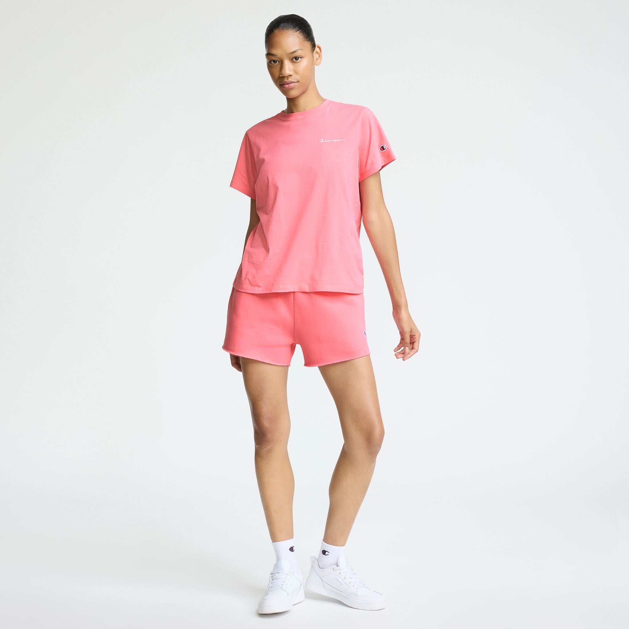 Champion Classic T-Shirt, Tonal Left Chest Script in Bubblegum