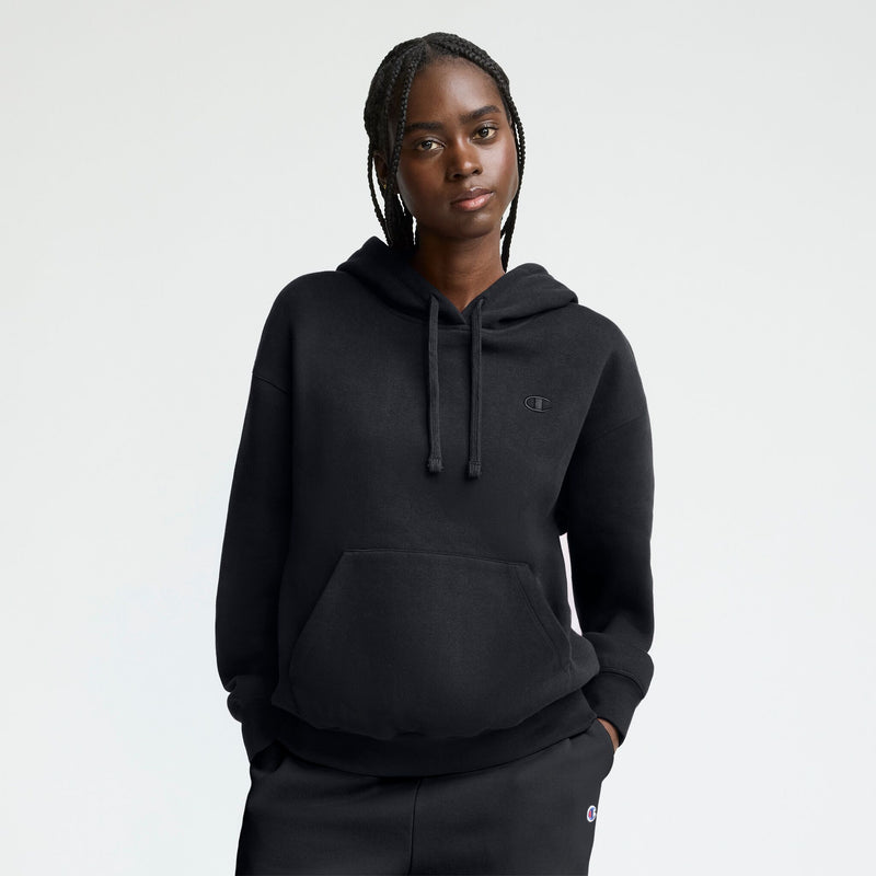 Champion Small C Freshman Powerblend Hoodie in Black