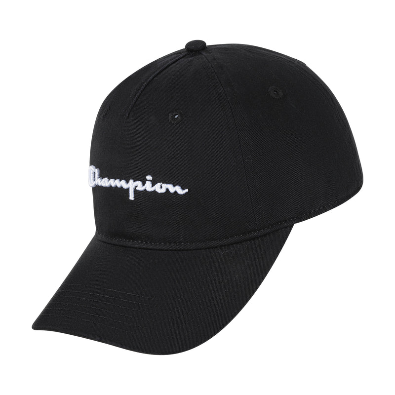Champion Script Embroidery Adjustable Cap in Black