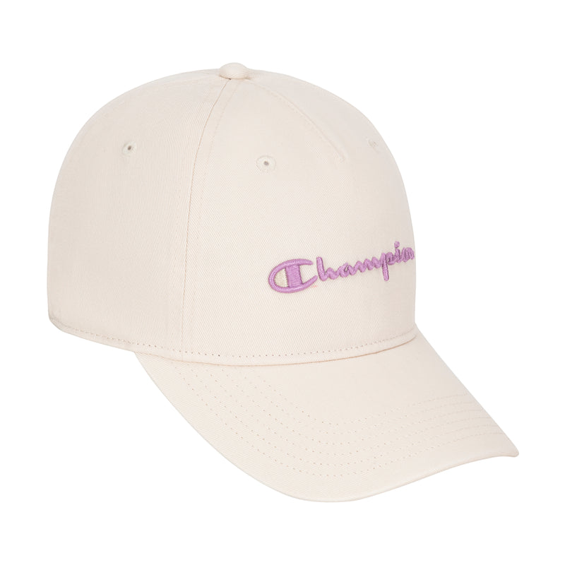 Champion Script Embroidery Adjustable Cap in Ivory Pink
