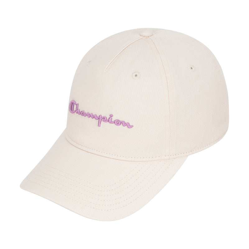 Champion Script Embroidery Adjustable Cap in Ivory Pink