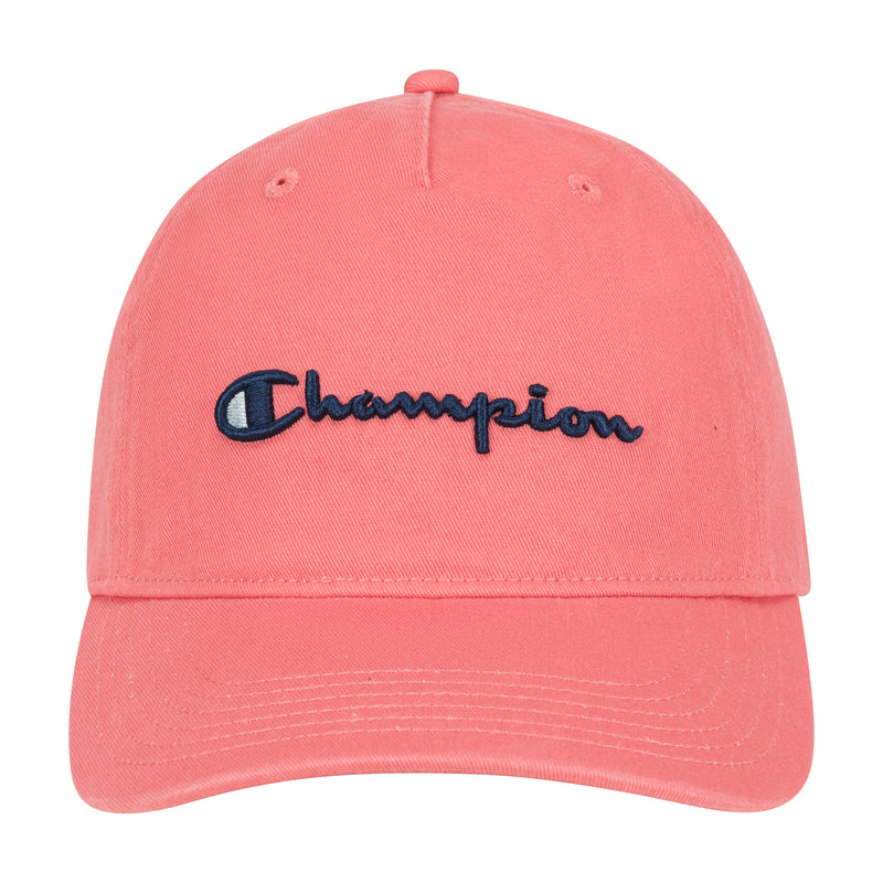 Champion Script Embroidery Adjustable Cap in Ripe Papaya