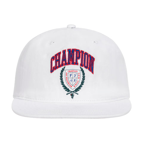 Champion Laurel Shield Flat Brim Adjustable Hat in White