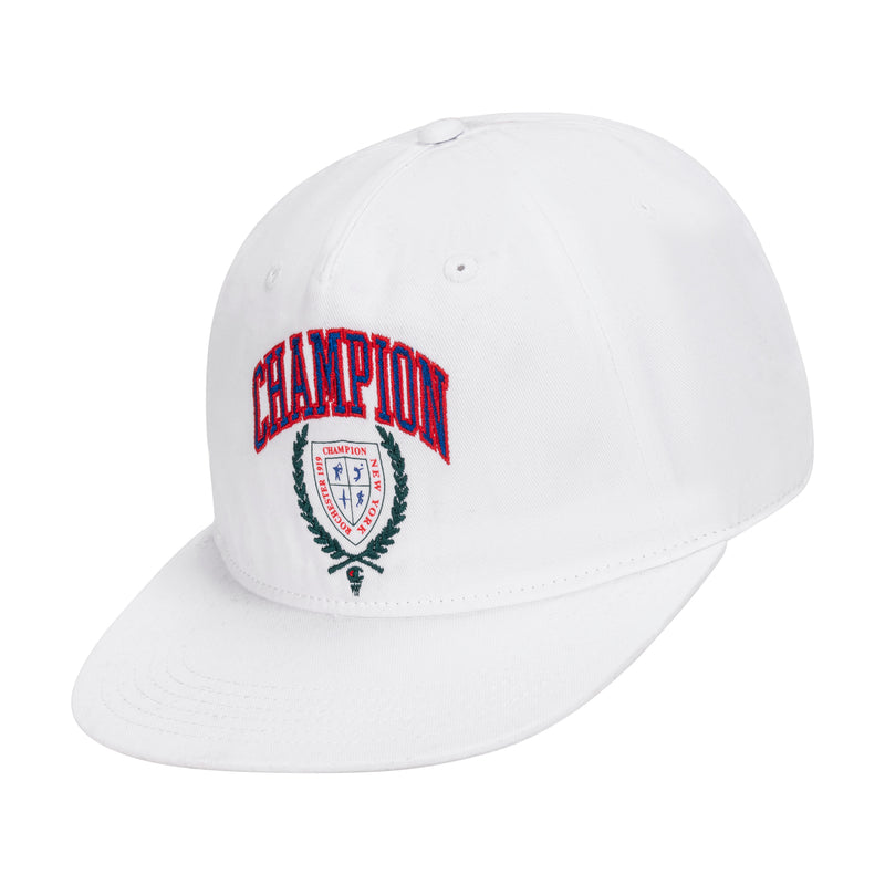 Champion Laurel Shield Flat Brim Adjustable Hat in White