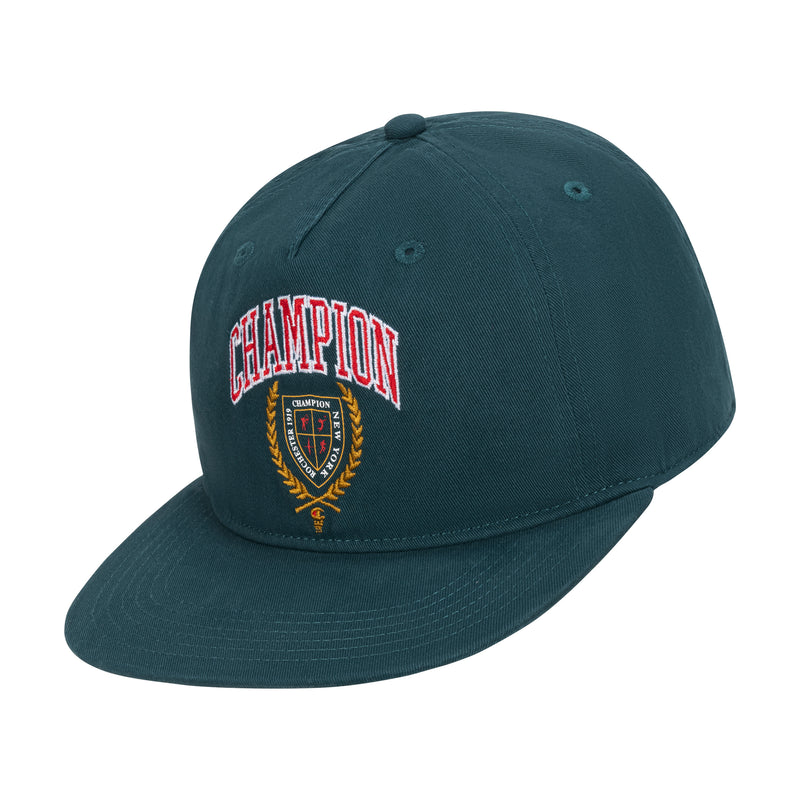 Champion Laurel Shield Flat Brim Adjustable Hat in Dark Green