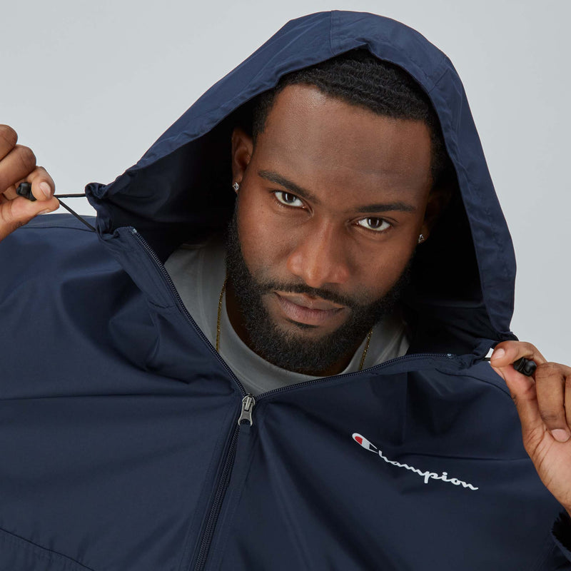 Champion Stadium Packable Jacket, Script Logo - Big & Tall in Navy