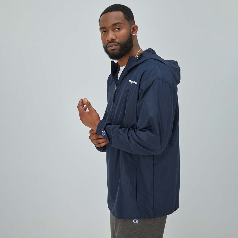 Champion Stadium Packable Jacket, Script Logo - Big & Tall in Navy